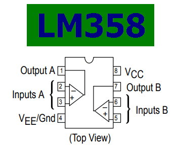 LM358 datasheet pinout op amp