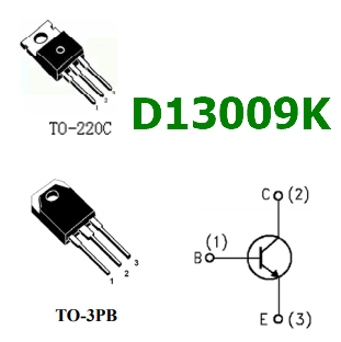 D13009K pinout transistor